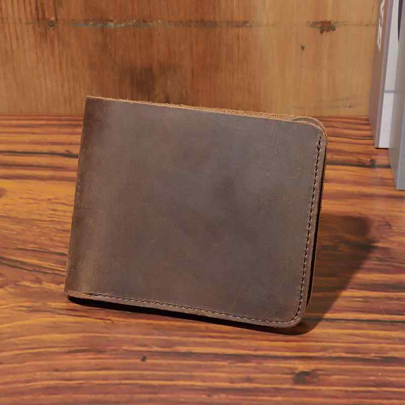 財布 メンズ レザー ウォレット シンプル 折りたたみ 横長 レトロ 牛革 ブラウン ネイビー ブラック