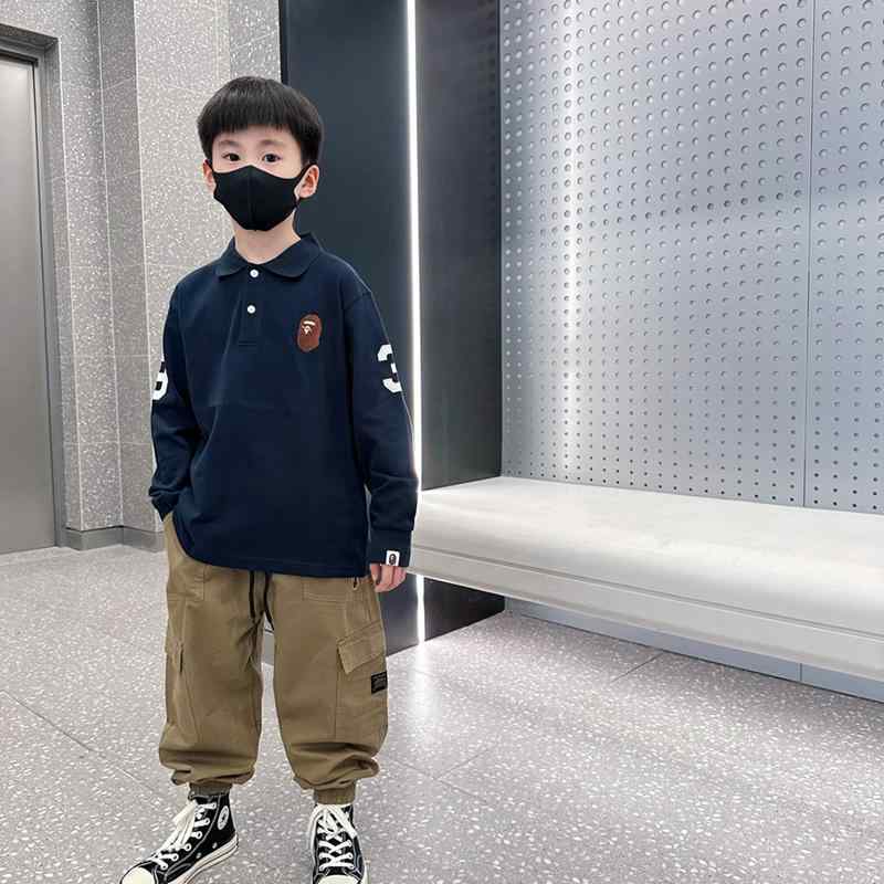 ポロシャツ キッズ 長袖 男の子 子供服 春 トップス コットン ファッション おしゃれ ネイビー グレー