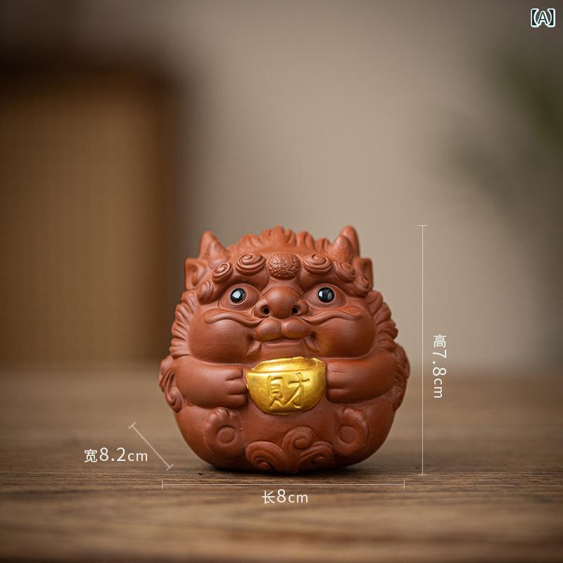 茶寵 紫砂 小円龍 龍 神獣 置物 オブジェ 開運 招財 金運招来 育てる 茶器飾り 卓上 茶盤 デスク飾り 中華風 縁起物 干支 朱泥 紫泥