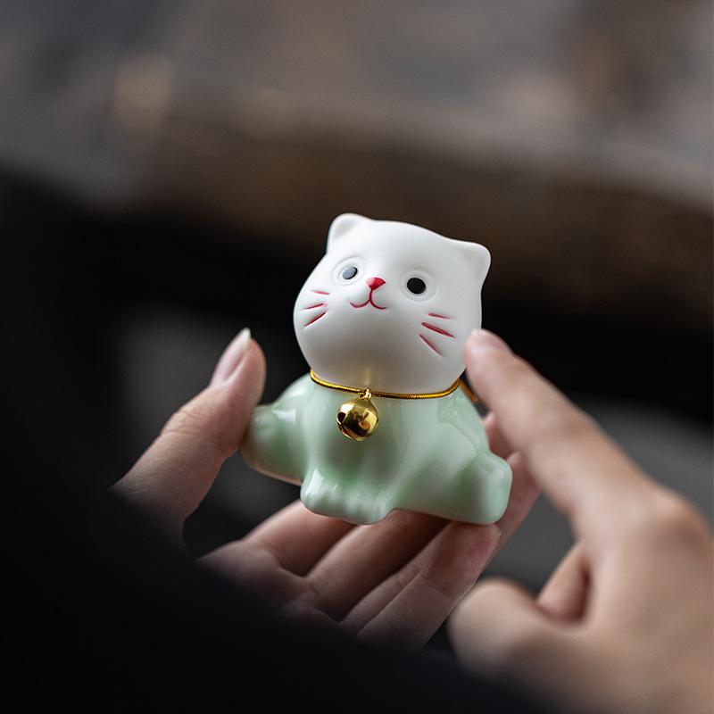 楽天市場】猫 陶器 「座り猫」 染付陶器 藍陶器 インテリア 置物