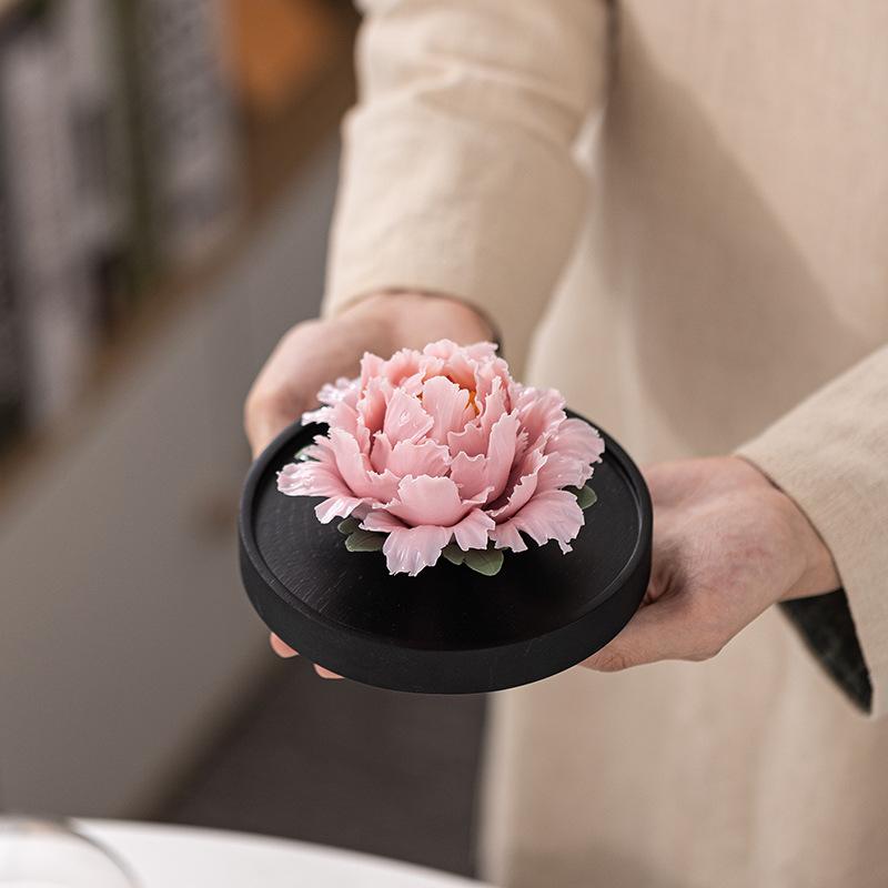アロマディフューザー 陶磁器 セラミック 牡丹の花 和モダン 芳香器 リビング オフィス 玄関 寝室 卓上 おしゃれなインテリア置物 フレグランス 癒し