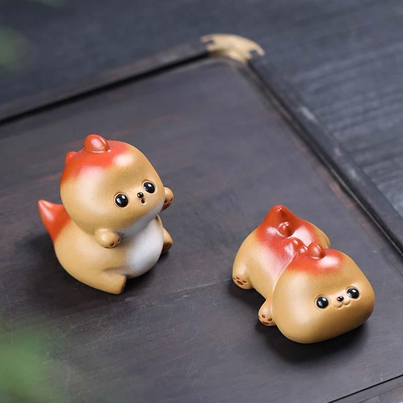 飾りつけ 紫砂 もの言う花龍 火竜 茶寵 茶器飾りつけ 茶卓飾りつけ 可愛らしい 可愛らしい 癒し 縁起物 マスコット 高品質 飛び切り感 茶道 室内装飾 オブジェ