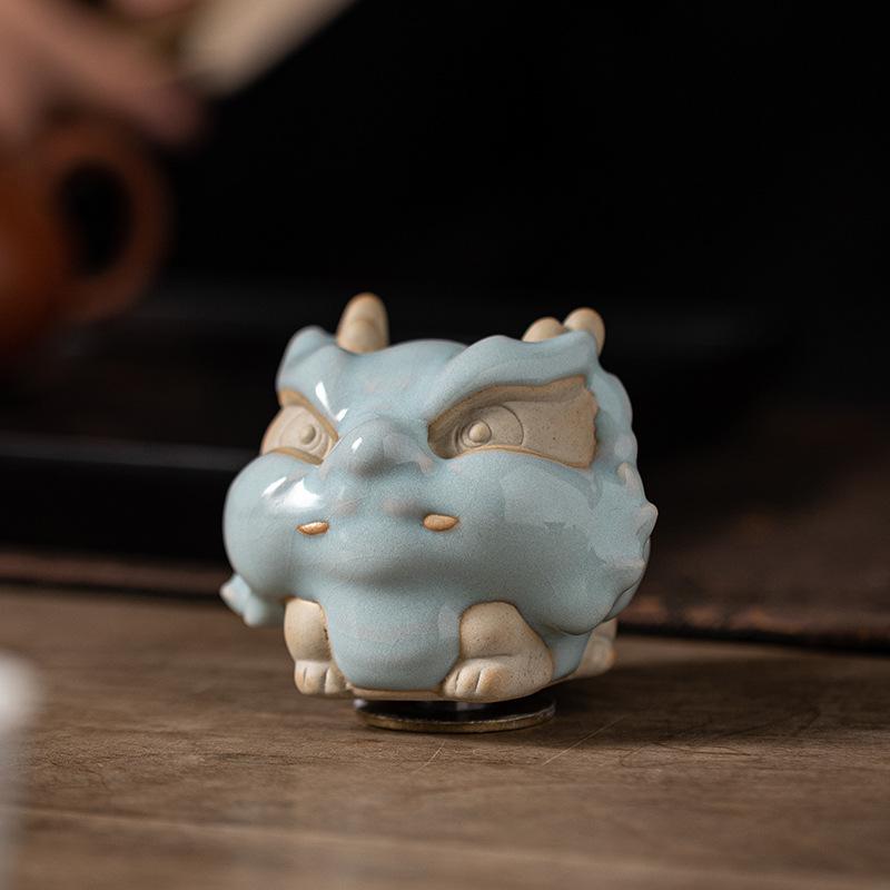茶ペット 汝窯 祥龍 貔貅 金蟾 陶器製 回転式 置物 茶道 茶器 茶室 インテリア 飾り 開運 縁起物 ラッキーアイテム 高品質 茶玩 育成 経年変化 かわいい おしゃれ 商売繁盛 金運上昇