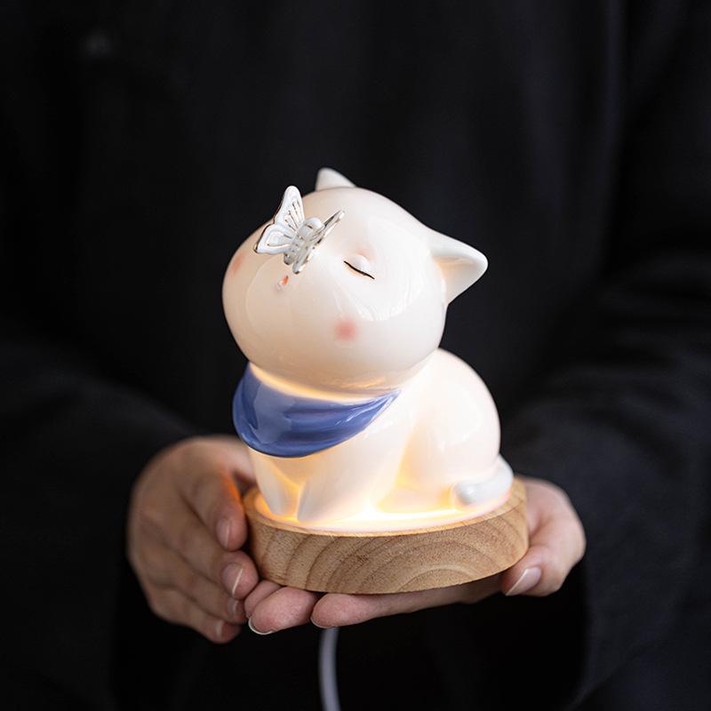 飾りつけ 猫 可愛らしい 毛の荒物 瀬戸もの 芸術品 今めかしい 今めかしい 室内装飾 リビング 部屋の入り口 卓上 飾りつけ オブジェ 声遣い 夢見鳥 伸び伸びする 癒しグッズ