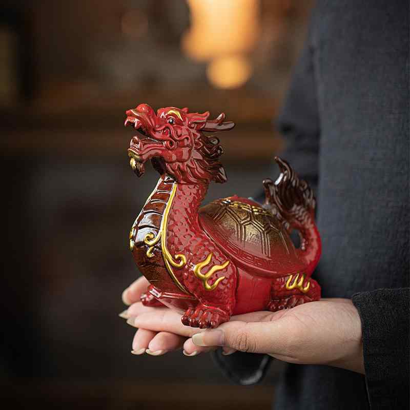 飾りつけ 龍亀 瀬戸もの 新中式表現スタイル 招財 金運 開運 吉祥 縁起物 神獣 リビング 執務室 卓上かざり付ける バス発着場 開業祝賀会 営造祝賀会 引き越す祝賀会 一緒になる祝賀会 生まれ落ちる日 商行為差し上げ物 風水室内装飾 赤 青