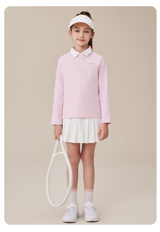 ポロシャツ キッズ 長袖 女の子 子供服 春夏 スポーツ カジュアル 無地 シンプル トップス プルオーバー ピンク ホワイト パープル