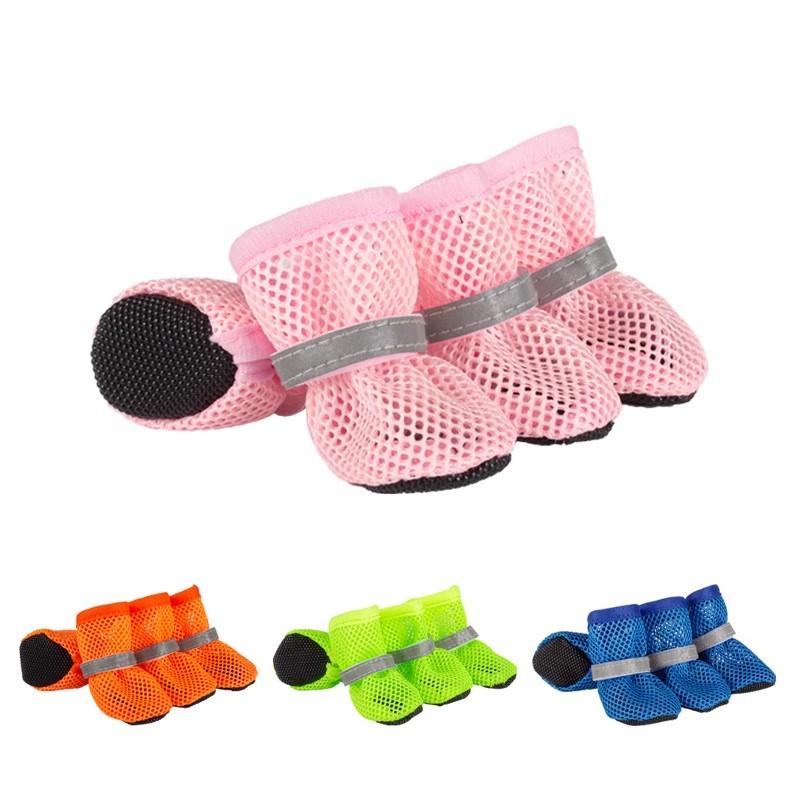 犬 靴 ドッグシューズ 愛玩動物 好いたらしい メッシュ ホンブルグ帽 小型犬 覆いかぶせる 夏 通気性 オール時節 サクラ色 オレンジ色 青み