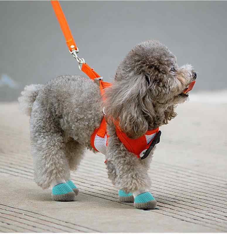 犬 靴 ドッグシューズ かわいい ペット 小型犬 中型犬 夏 屋外 通気性 サンダル 脱げにくい 汚れ防止 フットカバー 水色 グリーン パープル