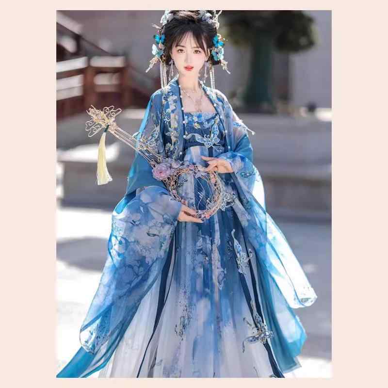 漢服 レディース 唐代風 重厚刺繍 優雅 エレガント 華やか ハイウエスト プリーツスカート 普段使い 着痩せ スタイルアップ ポリエステル素材