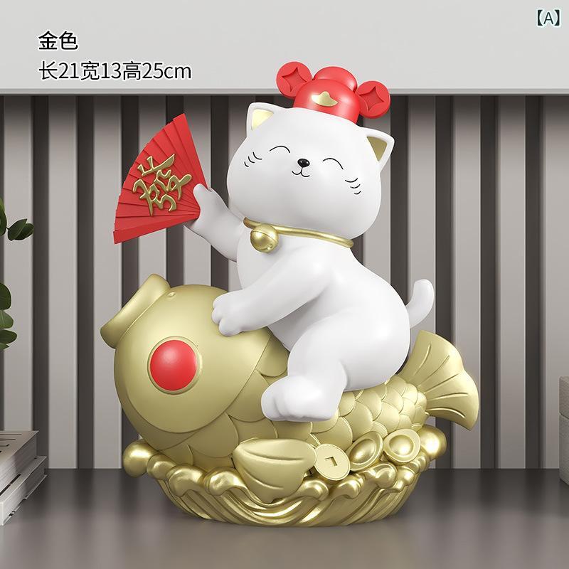 置物 招き猫 錦鯉 貯金箱 卓上 ミニ 樹脂製 手作り おしゃれ 店舗装飾 金色 レッド ギフト インテリア雑貨 オブジェ ホームデコレーション