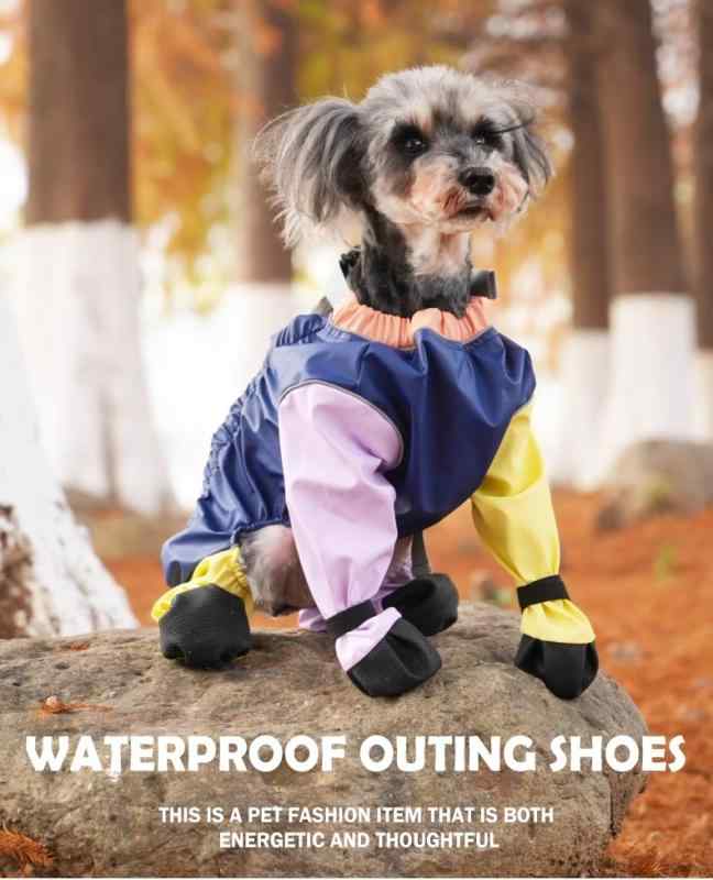 犬 靴 ドッグシューズ 春 フットカバー 汚れにくい 抜け毛押しとどめる 4足 ズボン下 防塵 可愛らしい 米国海軍 黄色 赤いこと