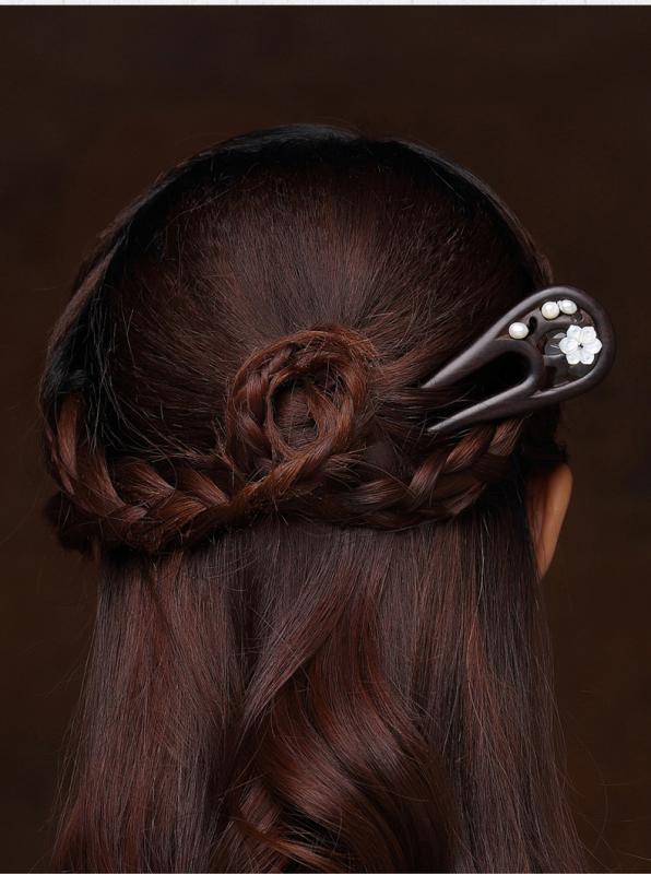 ヘアアクセサリー かんざし レディース 髪飾り ヘアピン パール モダン ジュエリー シンプル 中国 バレンタインデー ブラック