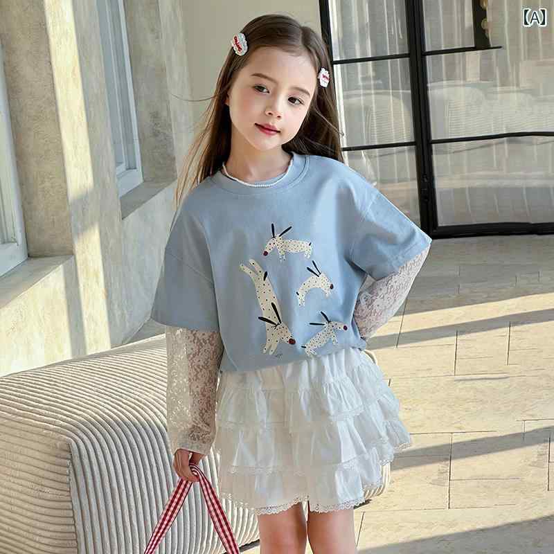 チュチュ エレファント 子供 服 長袖 Tシャツ 2025年 春夏 女の子 夏 服 半袖 ボトムス シャツ フェイクツーピース トップ