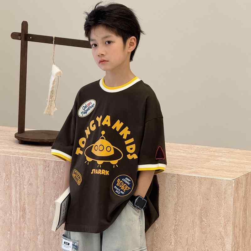 Tシャツ キッズ 半袖 男の子 子供服 春夏 カジュアル 五分袖 トップス 薄手 フェイクレイヤード 重ね着風 普段使い 通学 涼しい 快適 通気性 カーキ 4,728円