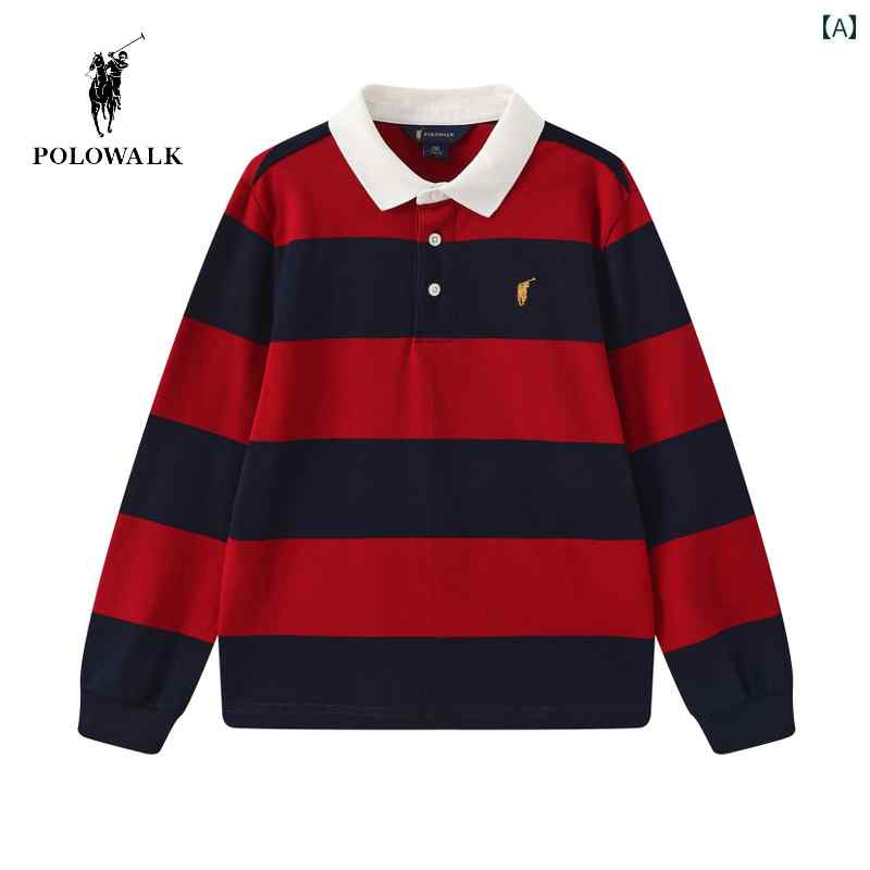 ポロシャツ キッズ 長袖 男の子 子供服 POLOWALK 子供 服 子供用 Tシャツ 長袖 ポロシャツ 2025 春 男の子 コント ラスト カラー ストライプ トップス