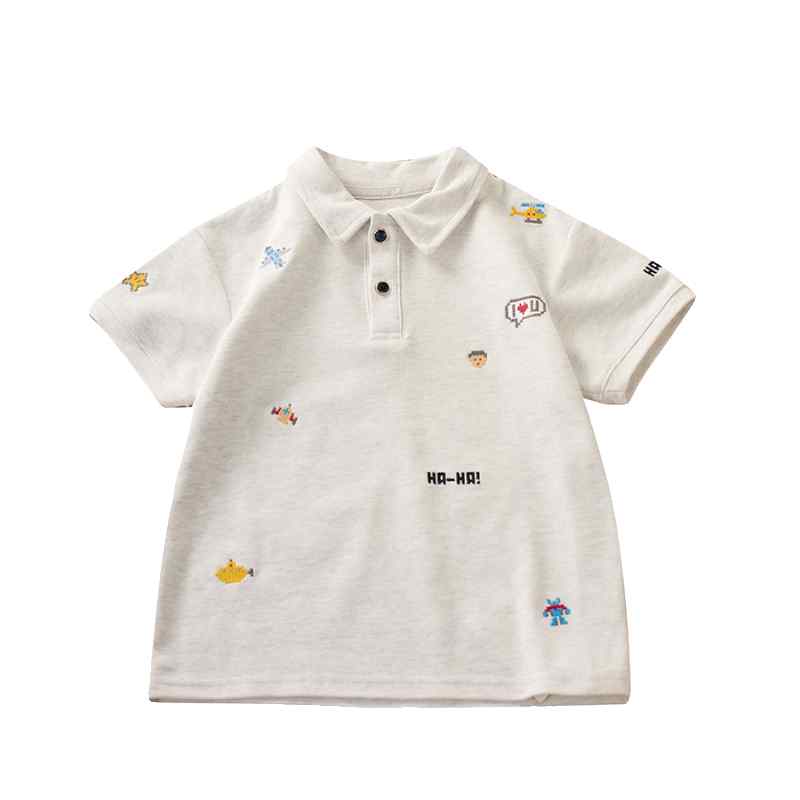 ポロシャツ キッズ 半袖 男の子 子供服 襟付き トップス カジュアル ゆったり かっこいい ファッション 春夏 ホワイト グレー