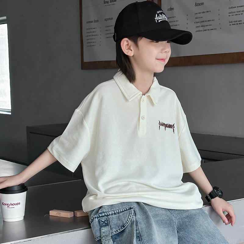 ポロシャツ キッズ 半袖 男の子 子供服 トップス カジュアル ゆったり ファッション 春夏 ベージュ
