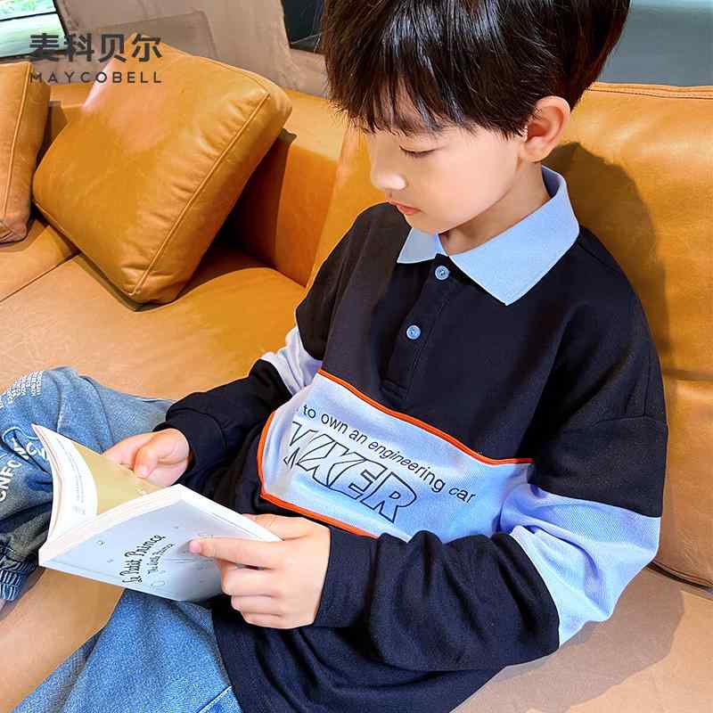 ポロシャツ キッズ 長袖 男の子 子供服 コットン 襟付き トップス カジュアル ゆったり ファッション 春秋 ブラック