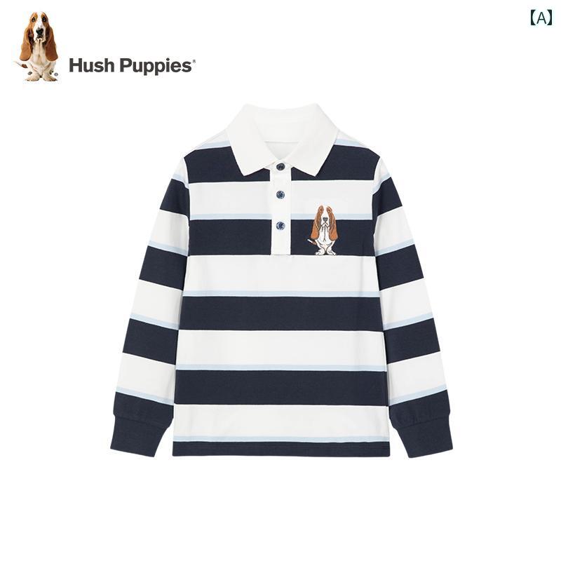 ポロシャツ キッズ 長袖 男の子 子供服 ハッシュパピーの 子供 服、 男の子用 長袖 ポロシャツ、 春秋、 ビッグ サイズの 子供用 カジュアル Tシャツ、 子供用 ソフト