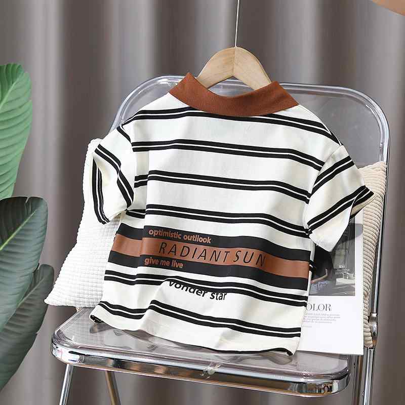 ポロシャツ キッズ 男の子 ストライプ 襟付き 半袖 Tシャツ トップス カジュアル 普段使い おしゃれ着 通学着 綿混素材 春夏
