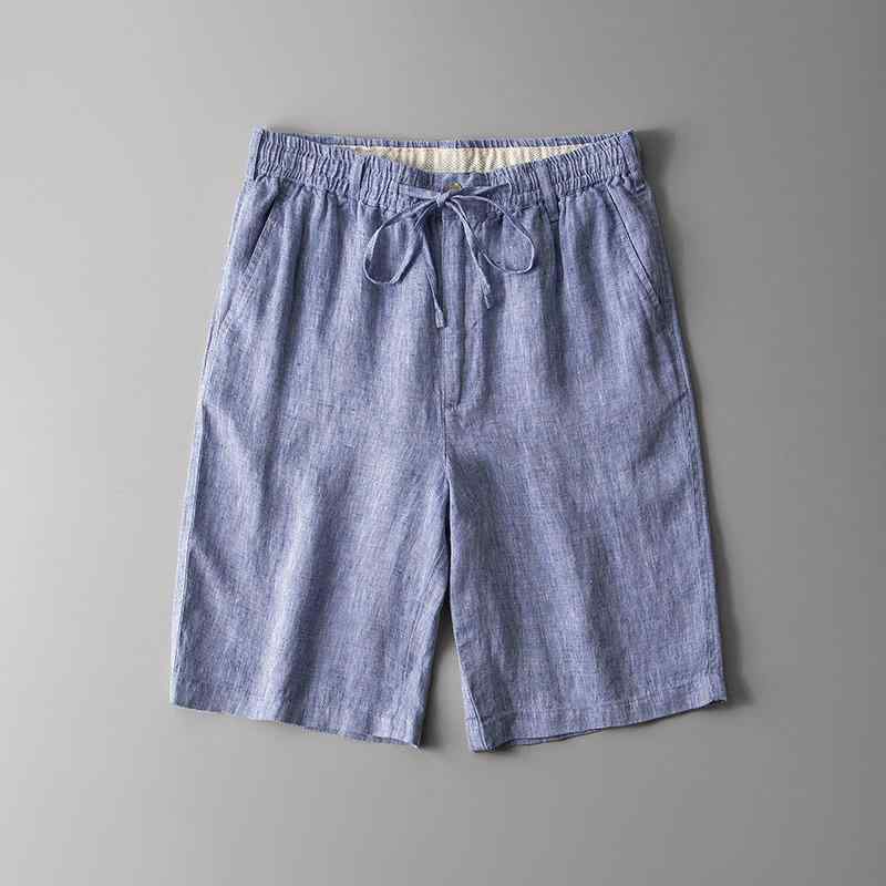 ハーフパンツ メンズ 男性用 夏 薄手 リネン 麻 綿麻 コットンリネン ウエストゴム イージーパンツ ゆったり 膝丈 ストレートシルエット カジュアル 大きいサイズ サマーパンツ