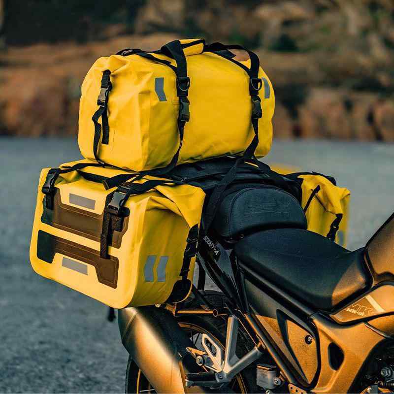 ツーリングバッグ バイク用 防水 大容量 48L 多機能 ヘルメット収納 テールバッグ シートバッグ サイドバッグ バックパック リュックサック 長距離ツーリング バイク旅行 キャンプ PVC製