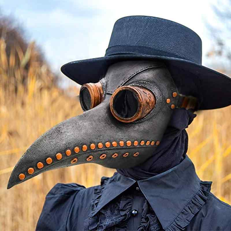 マスク ハロウィン ホラー 疫病医師 鳥嘴マスク ぺストドクター カラス仮面 ラテックス製 光る リアルな質感 リベット装飾 ユニセックス 仮装 コスプレ イベント 衣装 変身グッズ