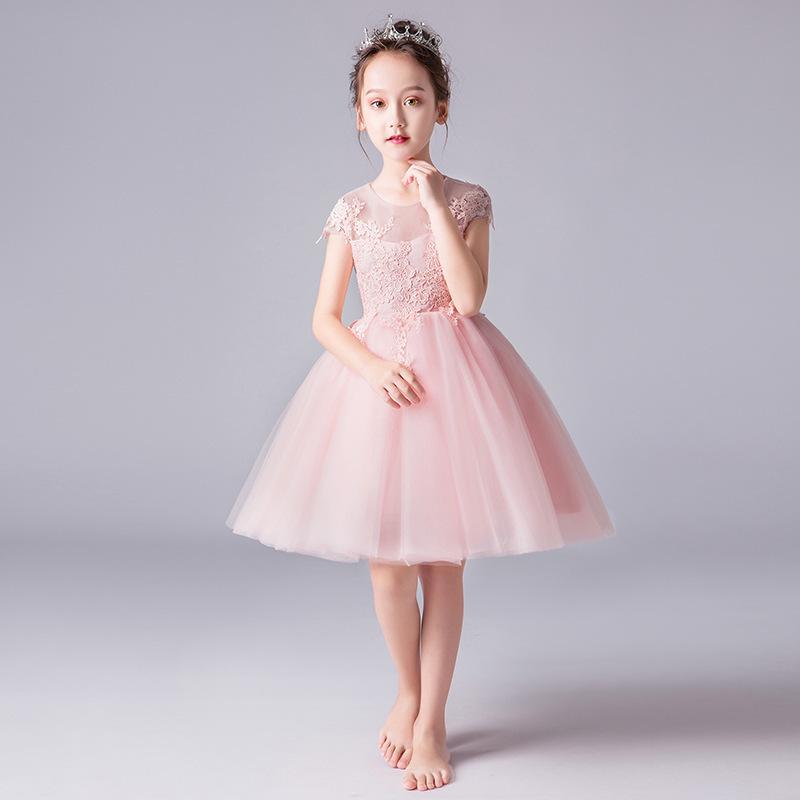 ドレス 女の子 キッズ 女児 ピンク ホワイト ピアノ発表会 結婚式 誕生日パーティー ファッションショー フォーマル プリンセスドレス お姫様ドレス ふわふわ ボリュームスカート 演奏会 セレモニー