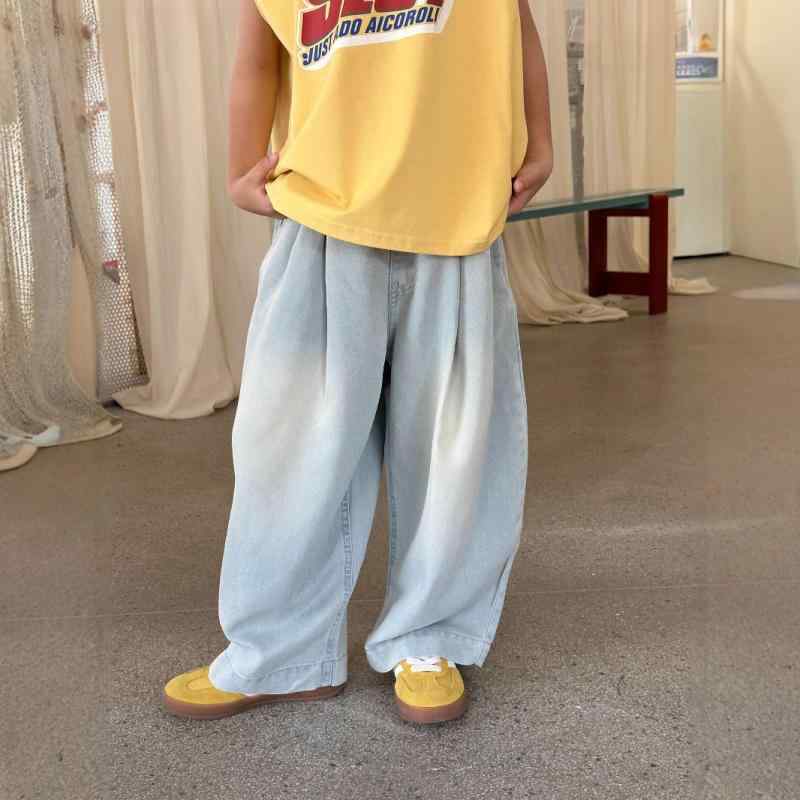パンツ キッズ 子供用 男の子 女の子 男女兼用 防蚊 ロングパンツ ボトムス テンセル デニム 薄手 ゆったり ルーズフィット カジュアル 韓国風 接触冷感 柔らかな肌触り ウエストゴム 普段使い ルームウェア ライトブルー 夏