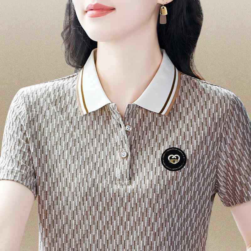 ポロシャツ レディース 半袖 Tシャツ 韓国 ファッション 襟付き カジュアル ゆったり リラックスフィット トップス カットソー おしゃれ 普段使い 春夏 カーキ グリーン ピンク｜Grams店