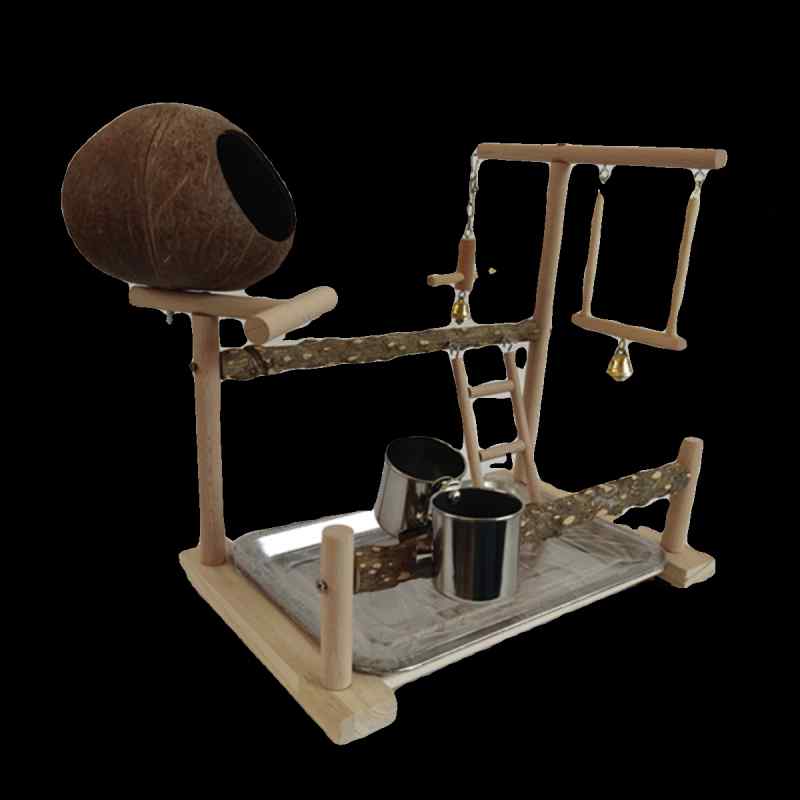 インコ オウム おもちゃ ブランコ 鳥グッズ 鳥かご 玩具 遊具 ペットグッズ 遊び道具 鳥巣 スタンド 遊園地 ベージュ