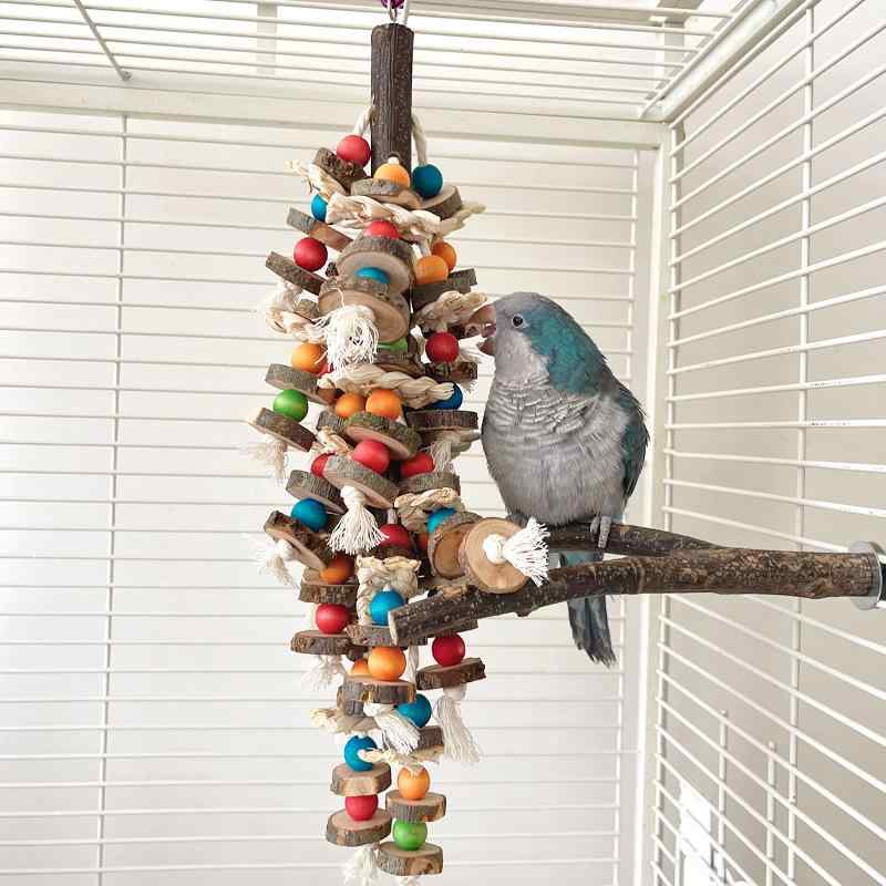 インコ オウム おもちゃ ブランコ 鳥グッズ 鳥かご 玩具 遊具 ペットグッズ かじり 遊び 暇つぶし 鳥 ブラウン