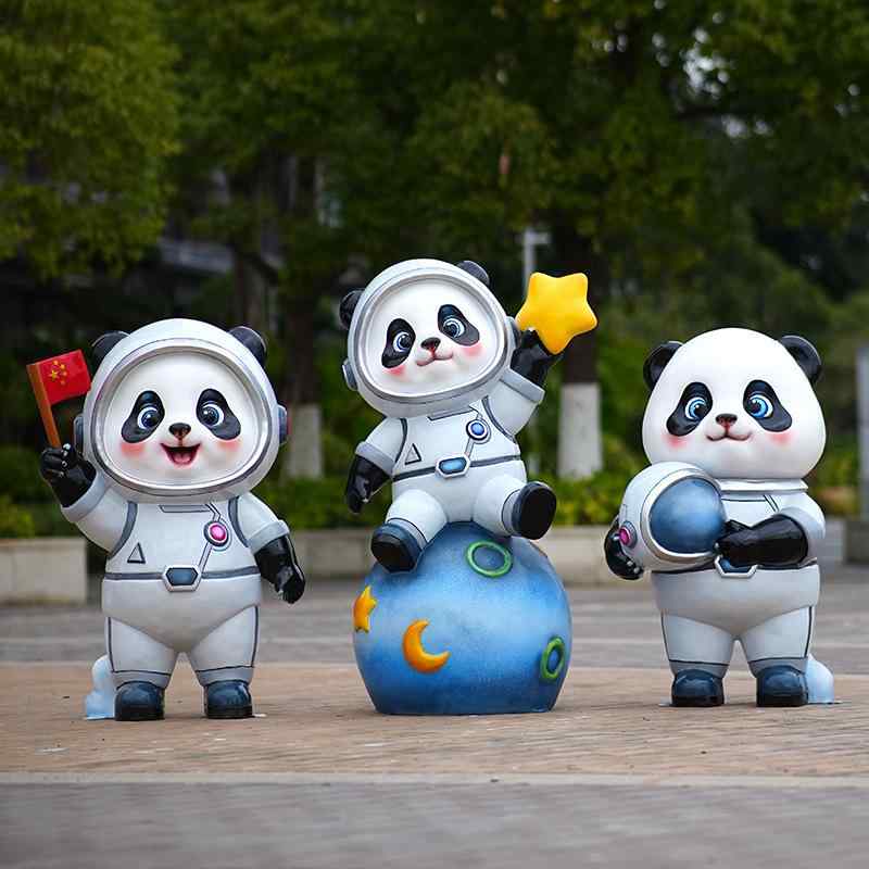 オブジェ 宇宙 パンダ 宇宙飛行士 キャラクター FRP製 ガーデン 庭 芝生 装飾 置物 店舗 エントランス 屋外 屋内