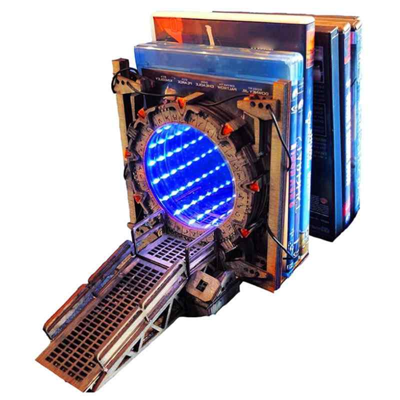 ブックエンド DIY 木製 銀河 時空の門 ギャラクシーゲート ジオラマ トンネル 書籍立て 本棚収納 卓上装飾 インテリア雑貨 組立キット
