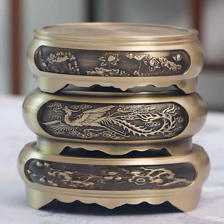 香炉 銅製 梅の花 蓮の花 円形 台座 禅風 古典 和風 工芸品 インテリア 置物 オブジェ 家庭用 室内装飾 リビング 寝室 書斎 玄関 癒し リラックス アロマテラピー ギフト プレゼント 高級感 アンティーク調 装飾品