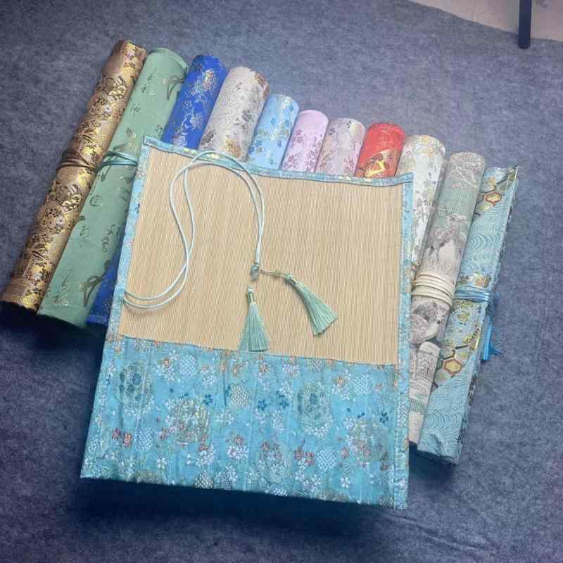 筆巻き 書道用 筆入れ ペンケース レトロ ヴィンテージ 花柄 宮廷風 伝統工芸 上質 竹製 高品質 持ち運び ポータブル 筆収納 文房具 収納ケース 丈夫な竹素材 多彩なデザイン