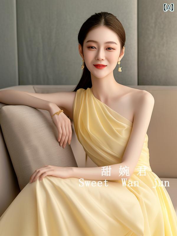 衣装 レディース 低身の丈向け ブライズメイドドレス 婚礼の儀 お呼ばれ 寄り合いお召しもの ロング丈 ノースリーブ 彼者誰時お召しもの フォーマル 御祝い 進行係り 告げ知らせる会 掻き鳴らす会 御前上等感 窈窕たる 好いたらしいめ表現スタイル ポリエステル 無地 ドレス-レディースファッション