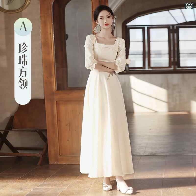パーティードレス レディース 結婚式 二次会 成人式 謝恩会 卒業式 ブライズメイド ロング丈 Aライン オフショルダー 長袖 サテン調 シェニール 体型カバー 細見え エレガント フォーマル シャンパン ピンク