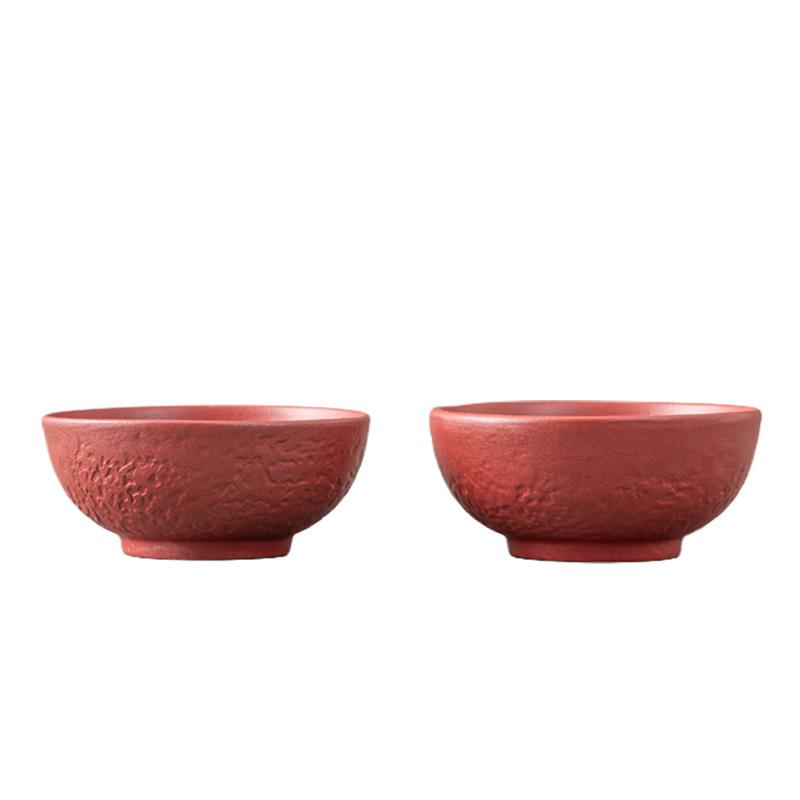 茶器 陶器製 中華風デザイン 故宮レッド 銀彩 龍鳳文様 縁起物 上質 主人杯 利き茶杯 来客用 高級感 結婚祝い 贈答品 ギフト プレゼント お祝い