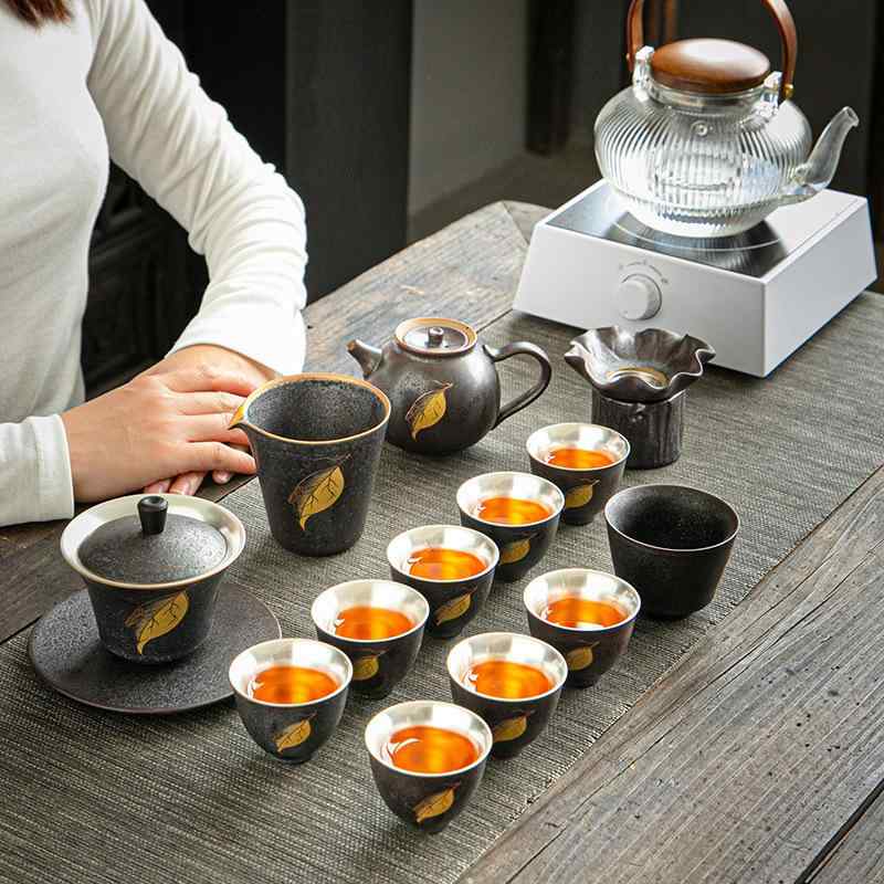 茶器 御前上等感溢れる いぶし銀 瀬戸もの製 茶器仕掛ける 身寄り用 見舞い客用 和風今めかしい 蓋碗 功夫茶杯 商行為差し上げ物 差しあげる品 執務室 不死化品