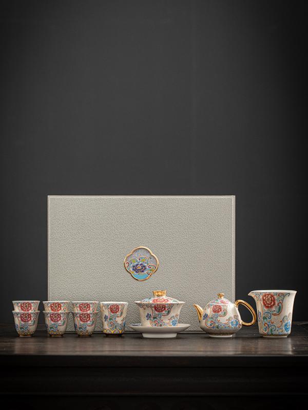 茶器仕掛ける 手作り 純銀 象嵌 茶壺 急須 瀬戸もの 陶芸 三才蓋碗 茶碗 公道杯 品杯 中国茶道具 6人用 国潮風 差し上げ物ボックス席入り口・入口 差しあげる品 差し上げ物