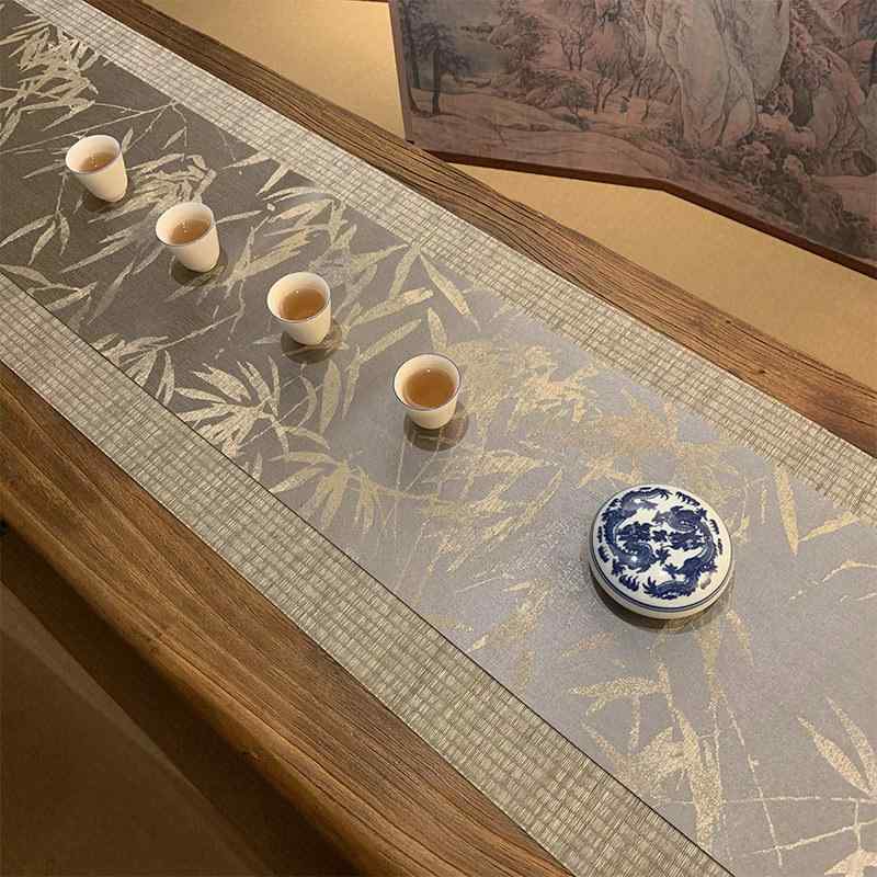 テーブルランナー 宋代美学 中華風 モダン ジャカード織り レトロ 禅風 綿麻生地 両面 断熱 茶席 茶道 和室 ダイニングテーブル用 インテリア アクセント おしゃれ 装飾｜Grams店