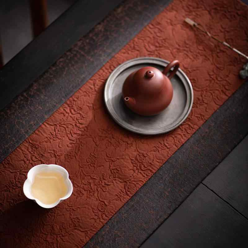 茶席 新中式 シルク シャンユンシャ 布製 ファブリック 両面 乾泡マット 茶卓用 断熱 滑り止め テーブルランナー 敷物 高級感 茶道 お茶会 インテリア モダン