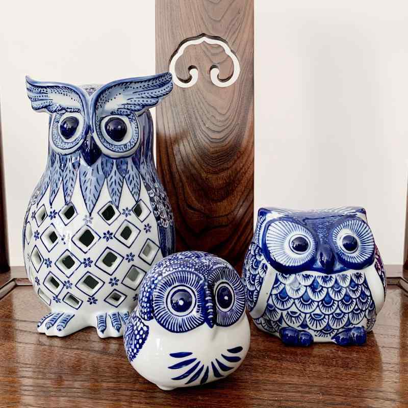 フクロウ　陶器　オブジェ　置物　インテリア　工芸品　美術品　A3165 フクロウ 置物 オブジェ インテリア おしゃれ 梟 信楽焼 国産品