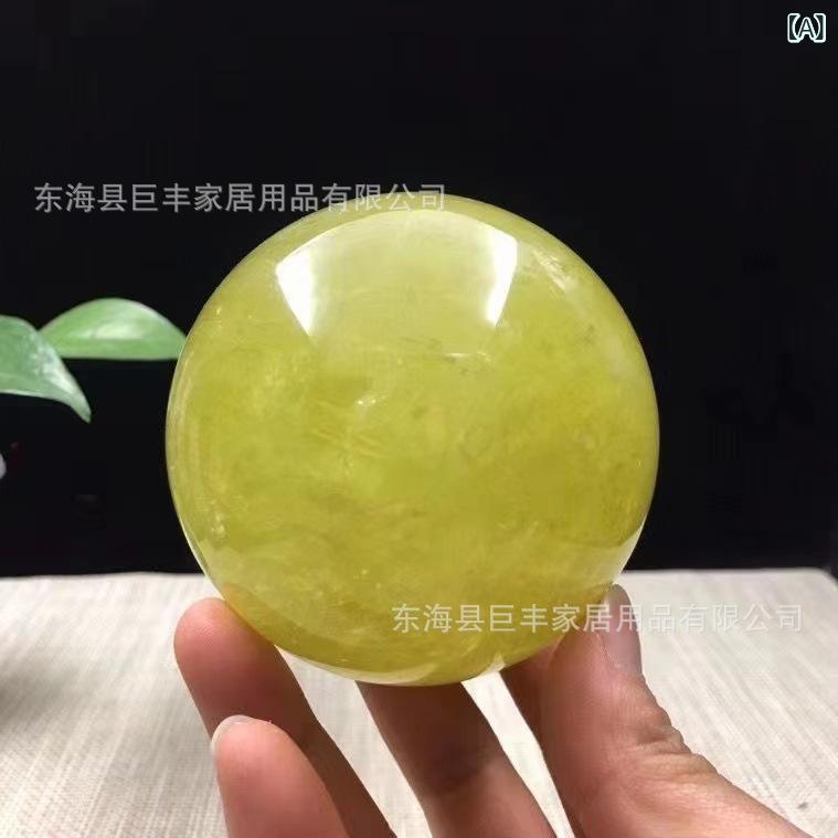 水晶玉 天然黄水晶 黄土色 リビング オフィス 書斎 玄関 インテリア 開運 金運 財運 招財 風水 パワーストーン 縁起物 置物 オブジェ 飾り 幸運 癒し 丸玉 磨き上げ 高級感 透明感 輝き