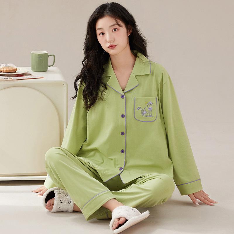 産褥服 マタニティ 産後 授乳服 純綿 コットン 抗菌 パジャマ ルームウェア 長袖 長ズボン パンツセット 快適 ゆったり 前開き ポケット付き 入院準備 おうち時間 リラックス