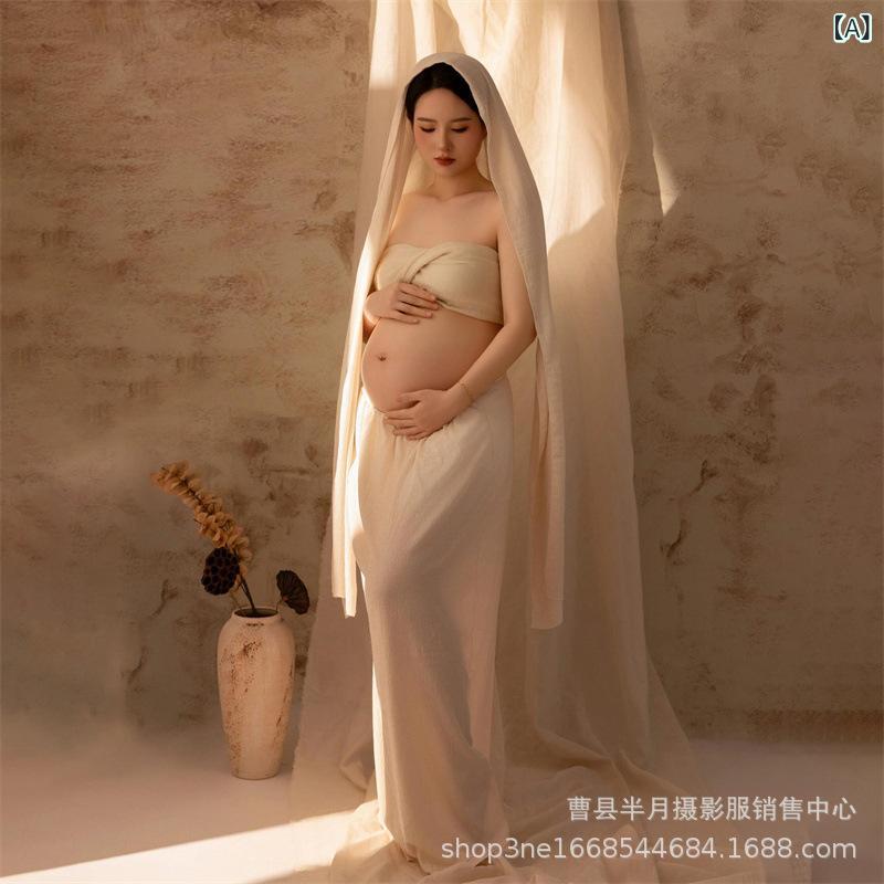 マタニティ 衣装 女性用 フォトスタジオ 撮影用 高級感 幻想的 妖精風 欧米風 ファンタジー アートフォト 軽やか ふんわり ポリエステル素材 ロング丈 ドレープ感