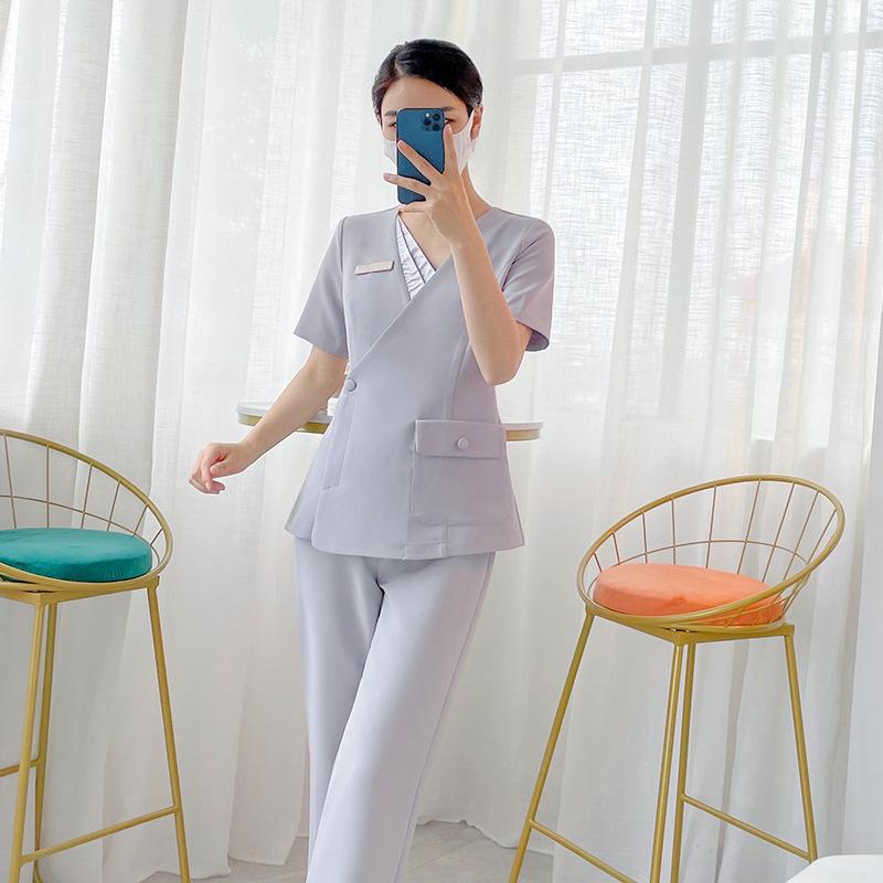 制服 レディース セットアップ スパ 美容 サロン エステ 美容師 エステティシャン 施術者 セラピスト 整体 吸湿速乾 軽量 ストレッチ ポリエステル素材 ワークウェア