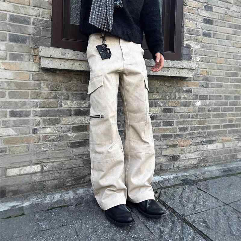 パンツ メンズ 男性用 大理石柄 ストレート 微フレア ワークパンツ カーゴパンツ ファスナーポケット 多ポケット 綿100% 耐摩耗性 カジュアル ロングパンツ デイリーユース