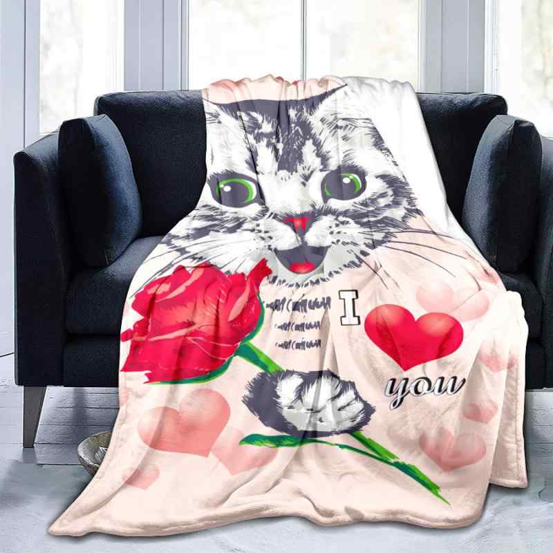 ブランケット かわいい 猫 キャラクター デジタルプリント フランネル ポリエステル オフィス 昼寝 冷房対策 オールシーズン モフモフ あたたかい